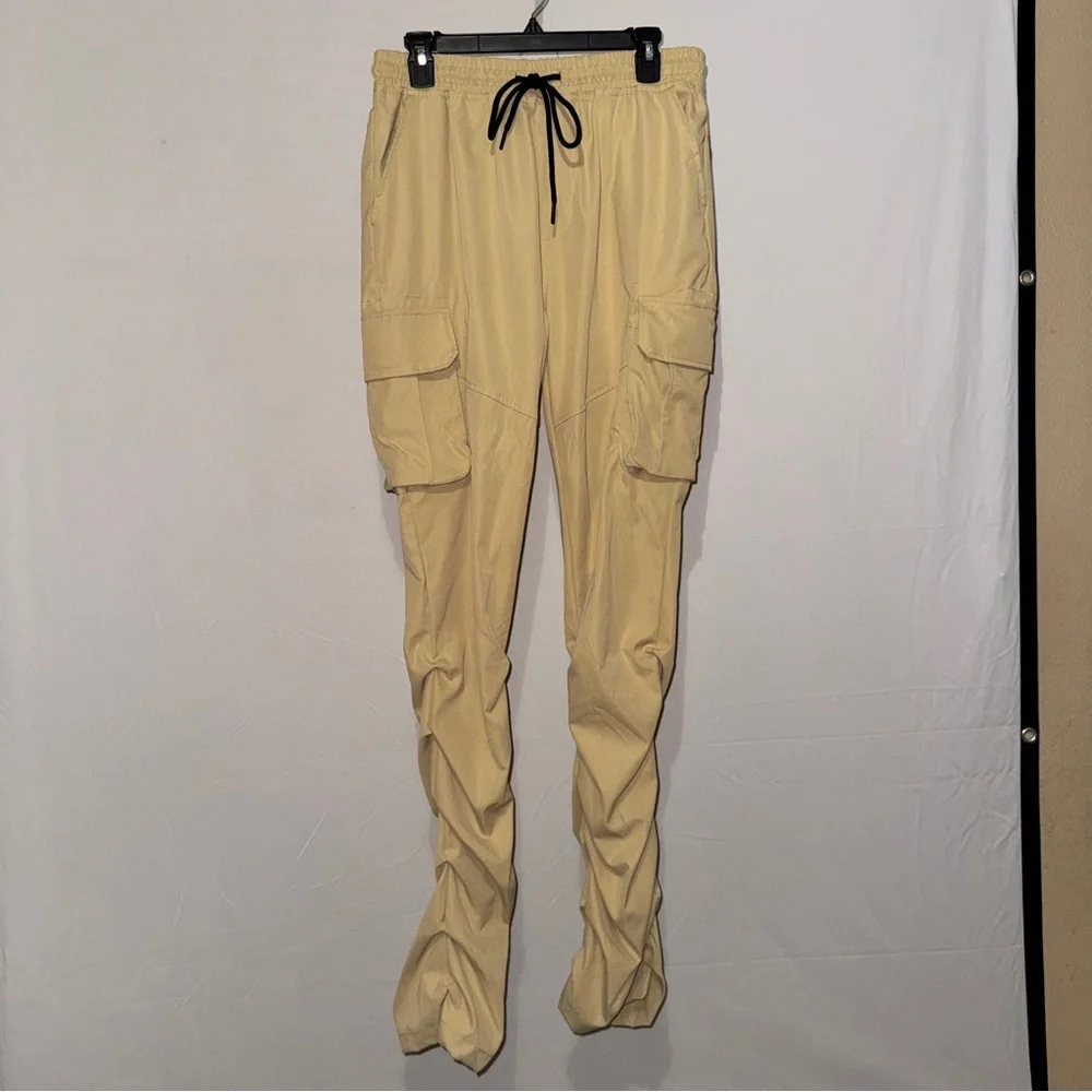 Rebel Minds Men's Tan Stacked Cargo Pants Size‎ Medium